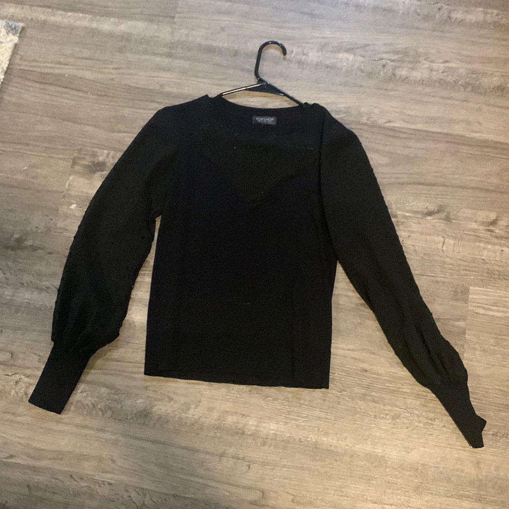 Topshop Black Blouse Top Size 6